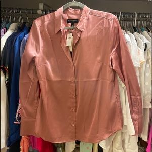 NWT Banana Republic Rose Satin Button Up